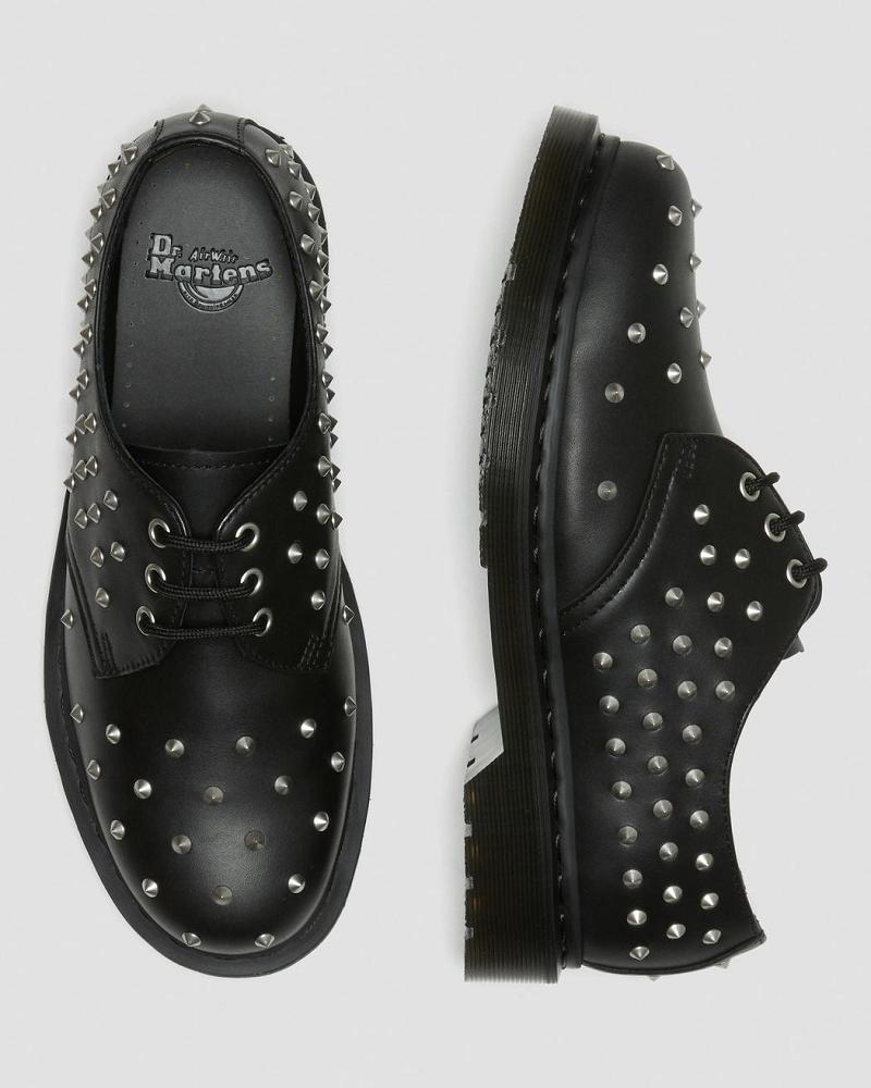 Dr Martens 1461 Stud Wanama Læder Oxford Sko Dame Sort | DK 374EBC